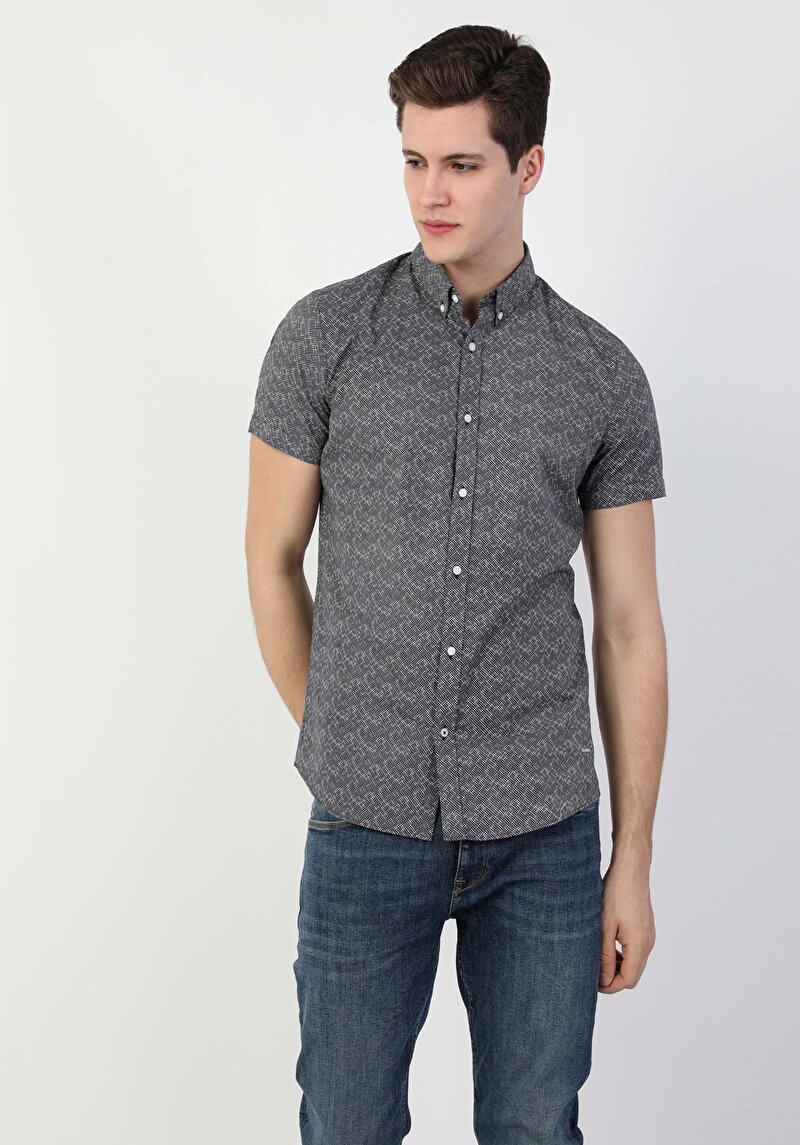 Показати інформацію про Сорочка З Коротким Рукавом Чоловіча Синя  Cl1048530