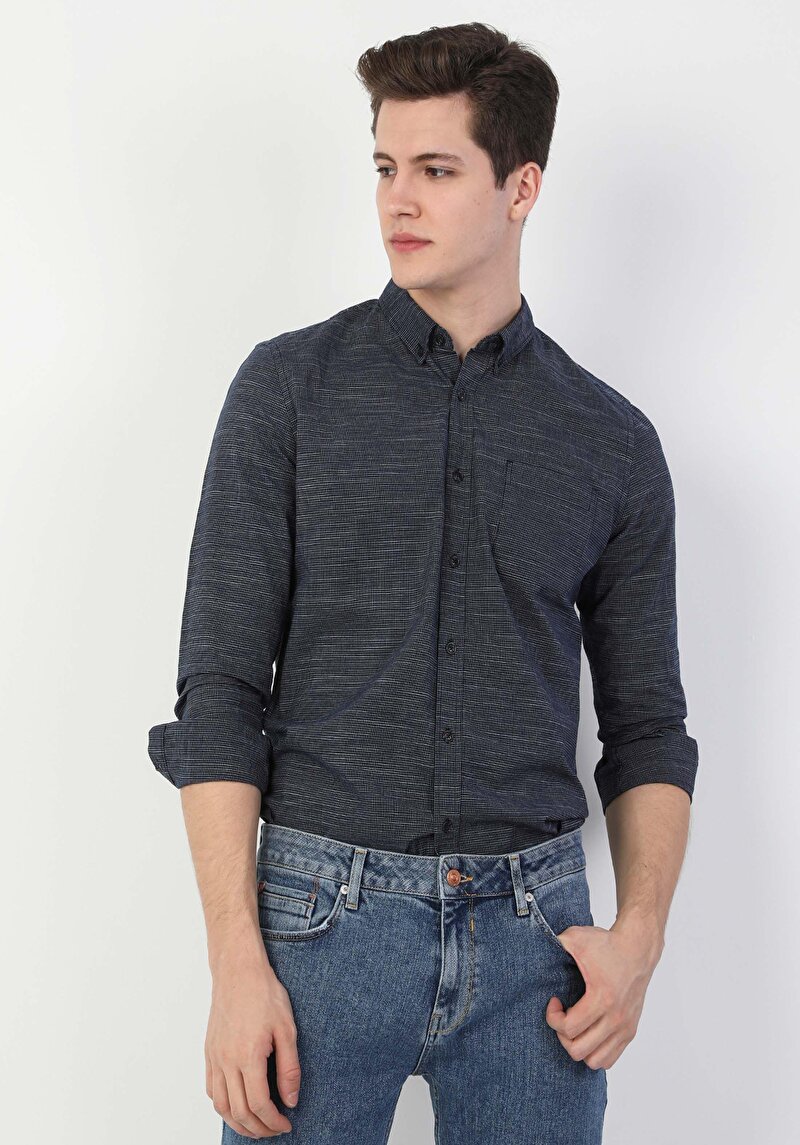 Зображення Сорочка З Довгим Рукавом Чоловіча Синя  Cl1048532