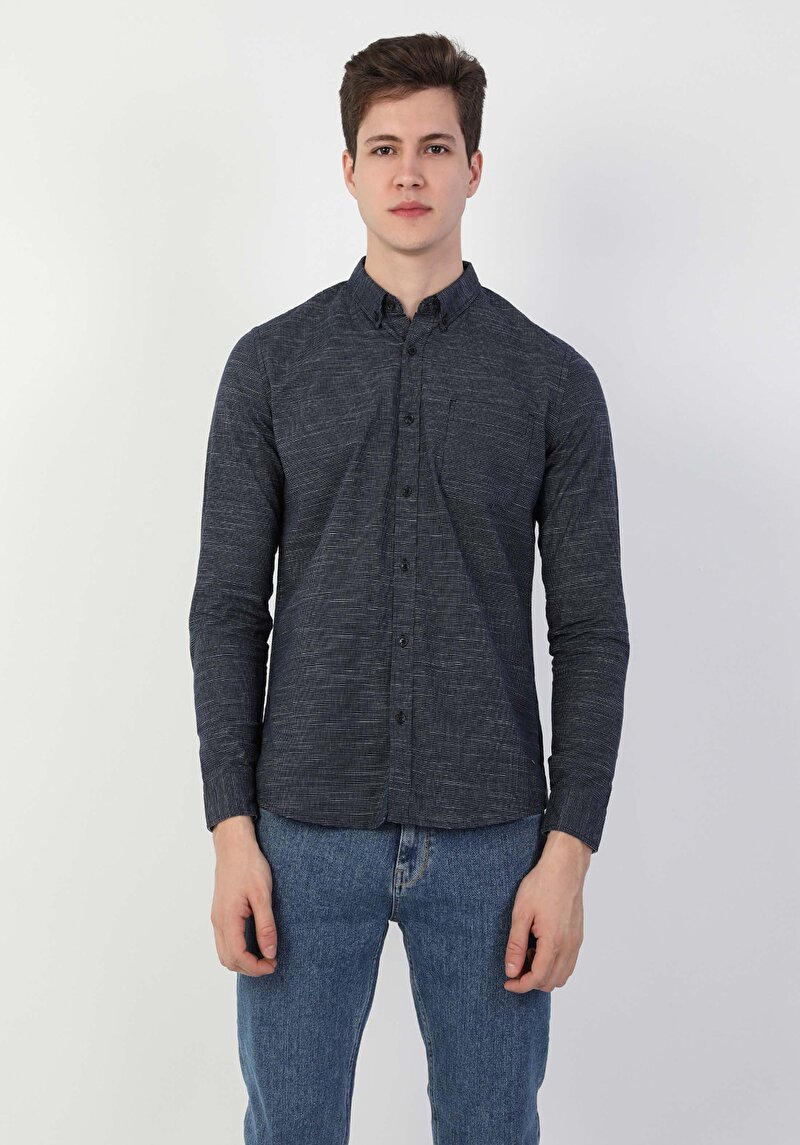 Показати інформацію про Сорочка З Довгим Рукавом Чоловіча Синя  Cl1048532