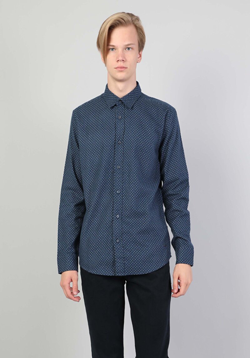 Показати інформацію про Сорочка З Довгим Рукавом Чоловіча Синя  Cl1045321