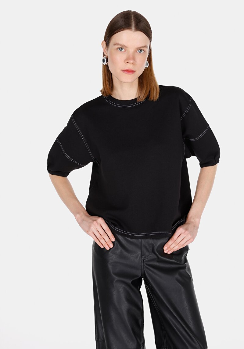 Зображення Блуза З Коротким Рукавом Жіночий Чорна  Cl1073203