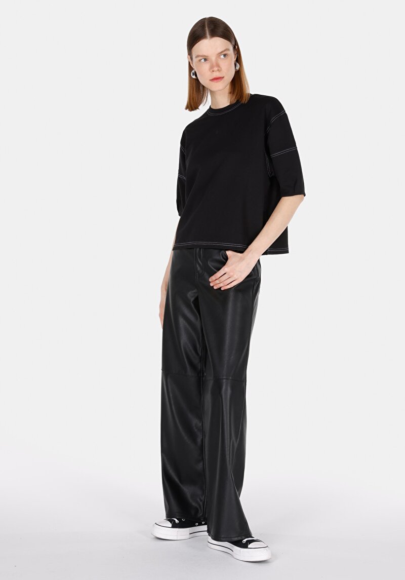 Показати інформацію про Блуза З Коротким Рукавом Жіночий Чорна  Cl1073203