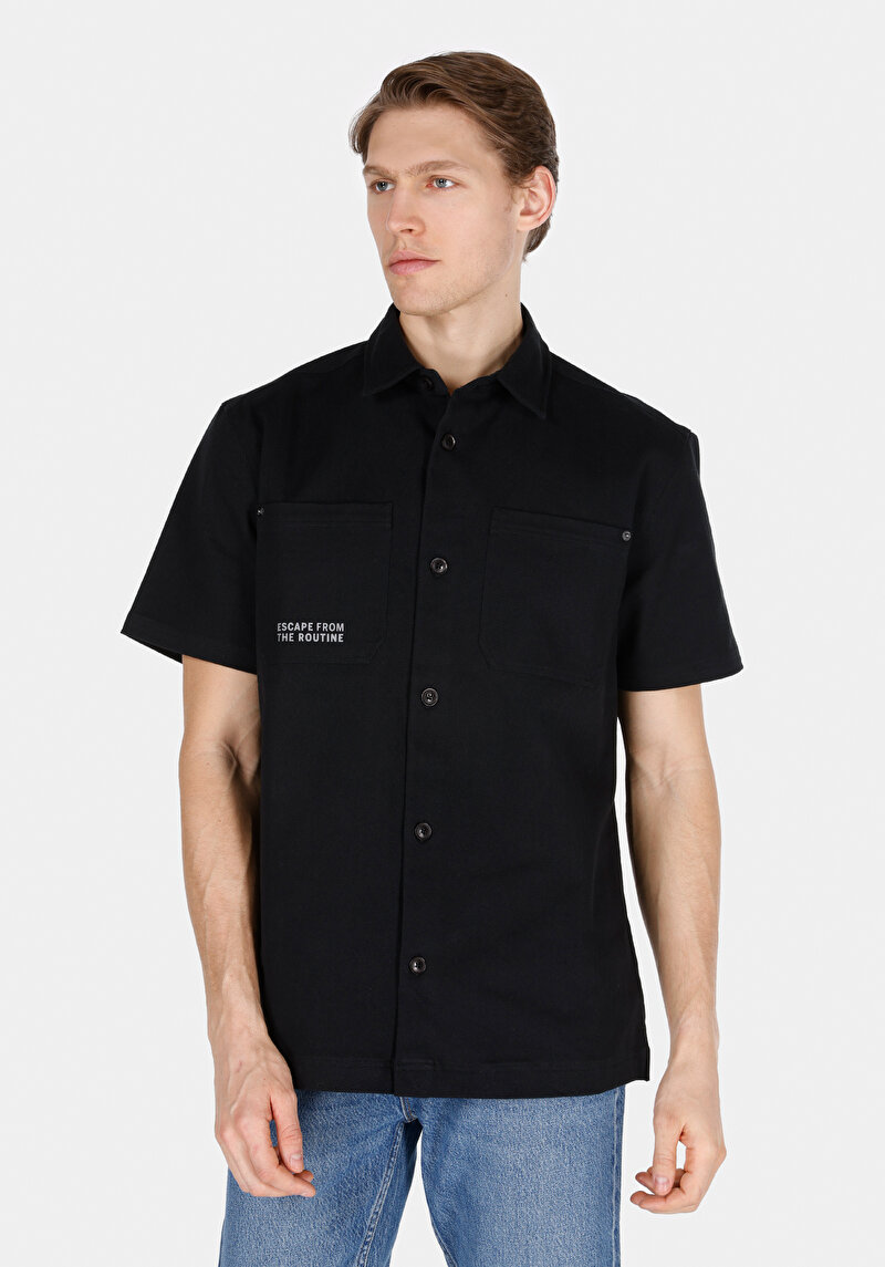 Зображення Сорочка З Коротким Рукавом Чоловіча Чорна  Cl1073361