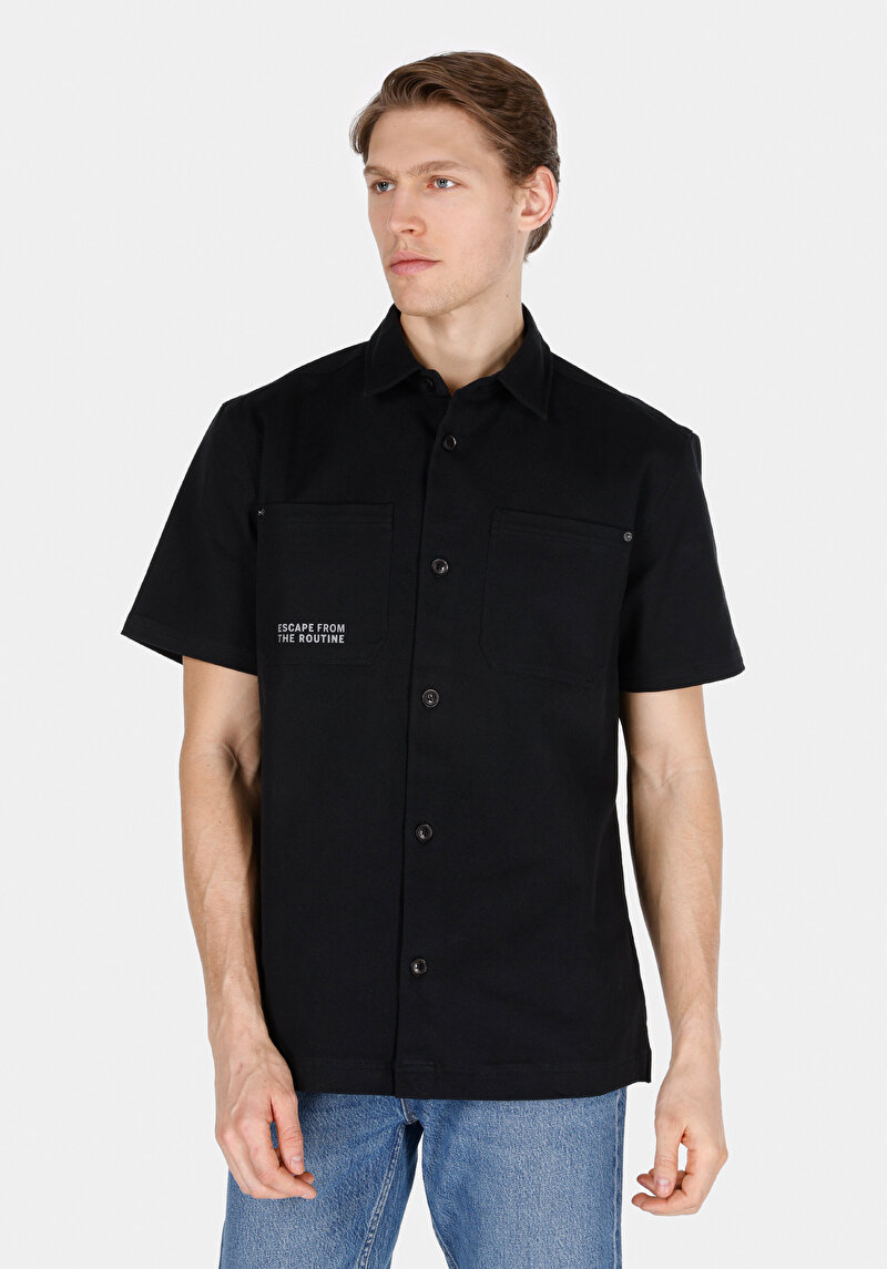 Зображення Сорочка З Коротким Рукавом Чоловіча Чорна Cl1073361