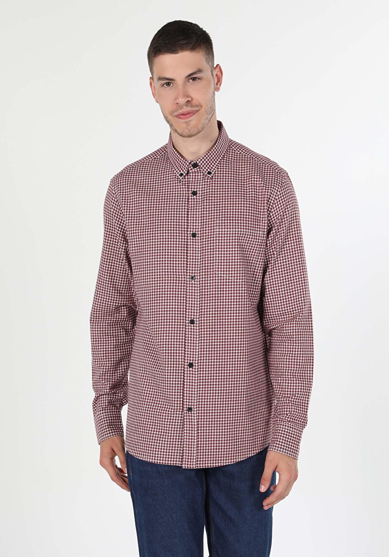 Зображення Сорочка З Довгим Рукавом Чоловіча Бордова Cl1044227