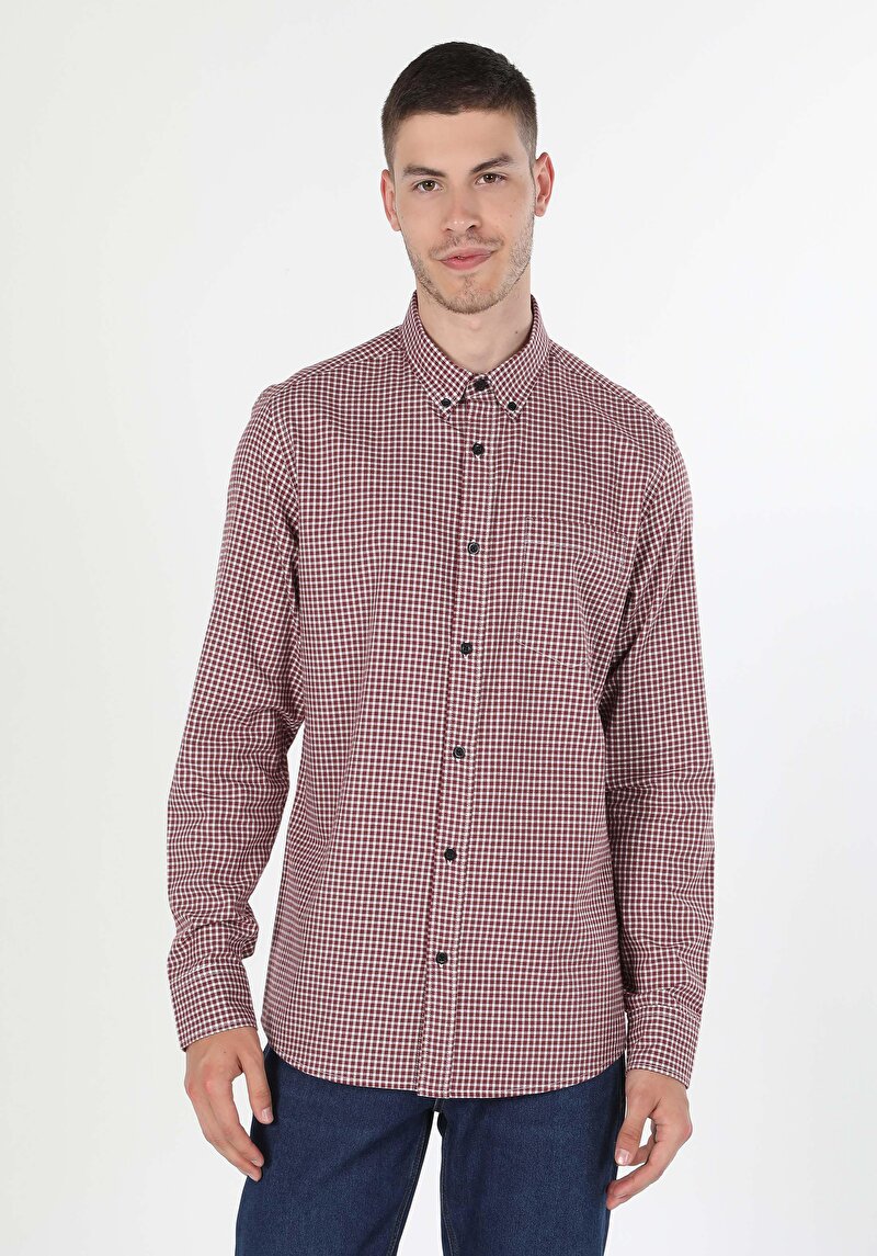 Показати інформацію про Сорочка З Довгим Рукавом Чоловіча Бордова  Cl1044227