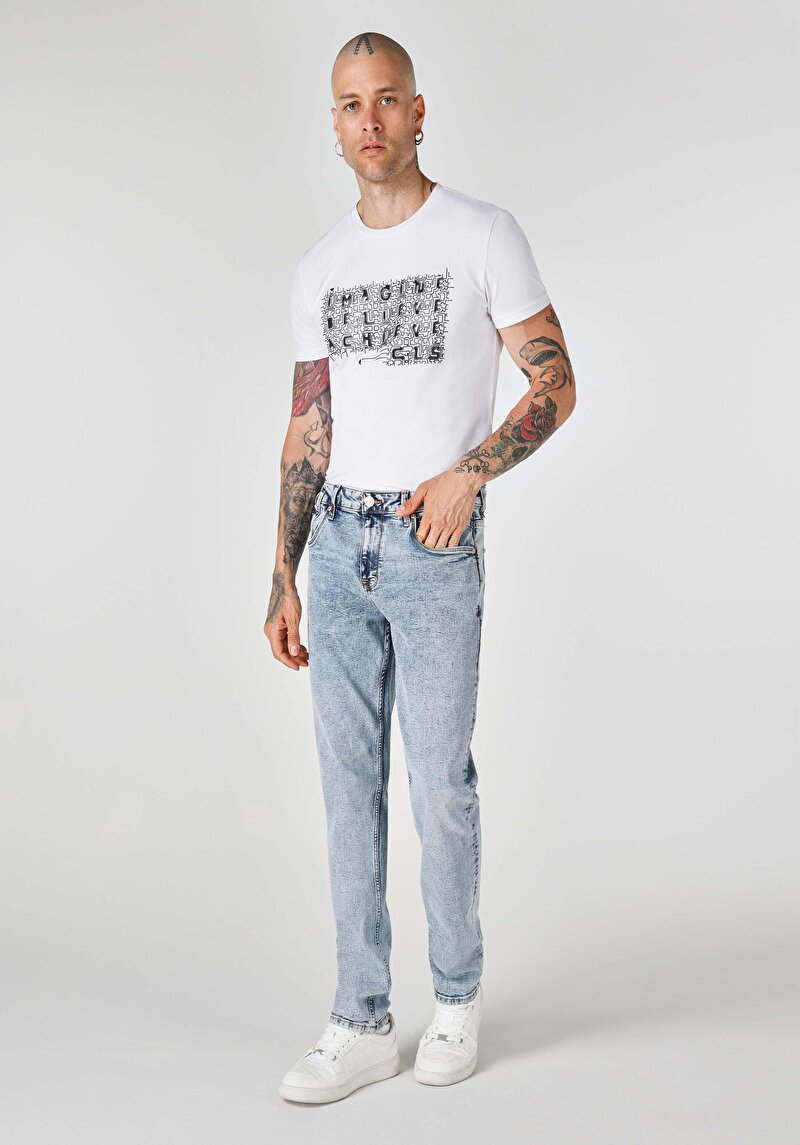 Зображення 044 Karl Джинси Чоловічі Блакитні Прямого Крою Cl1064369