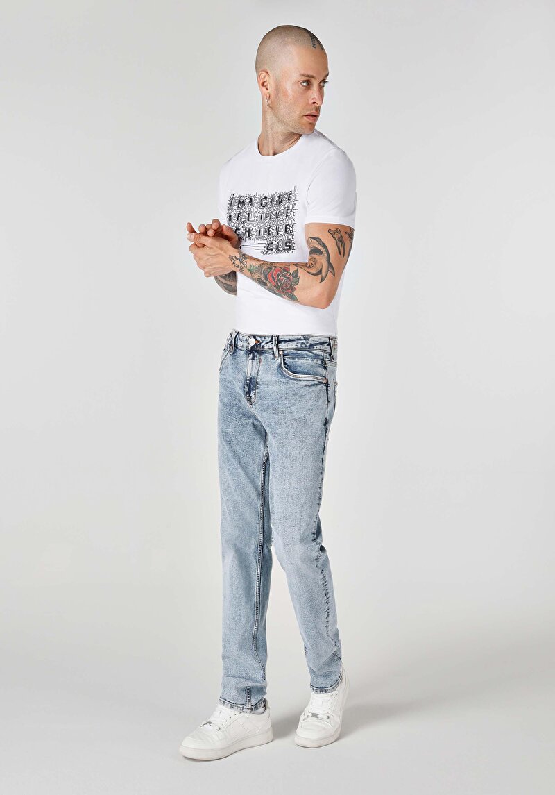 Зображення 044 Karl Джинси Чоловічі Блакитні Прямого Крою Cl1064369