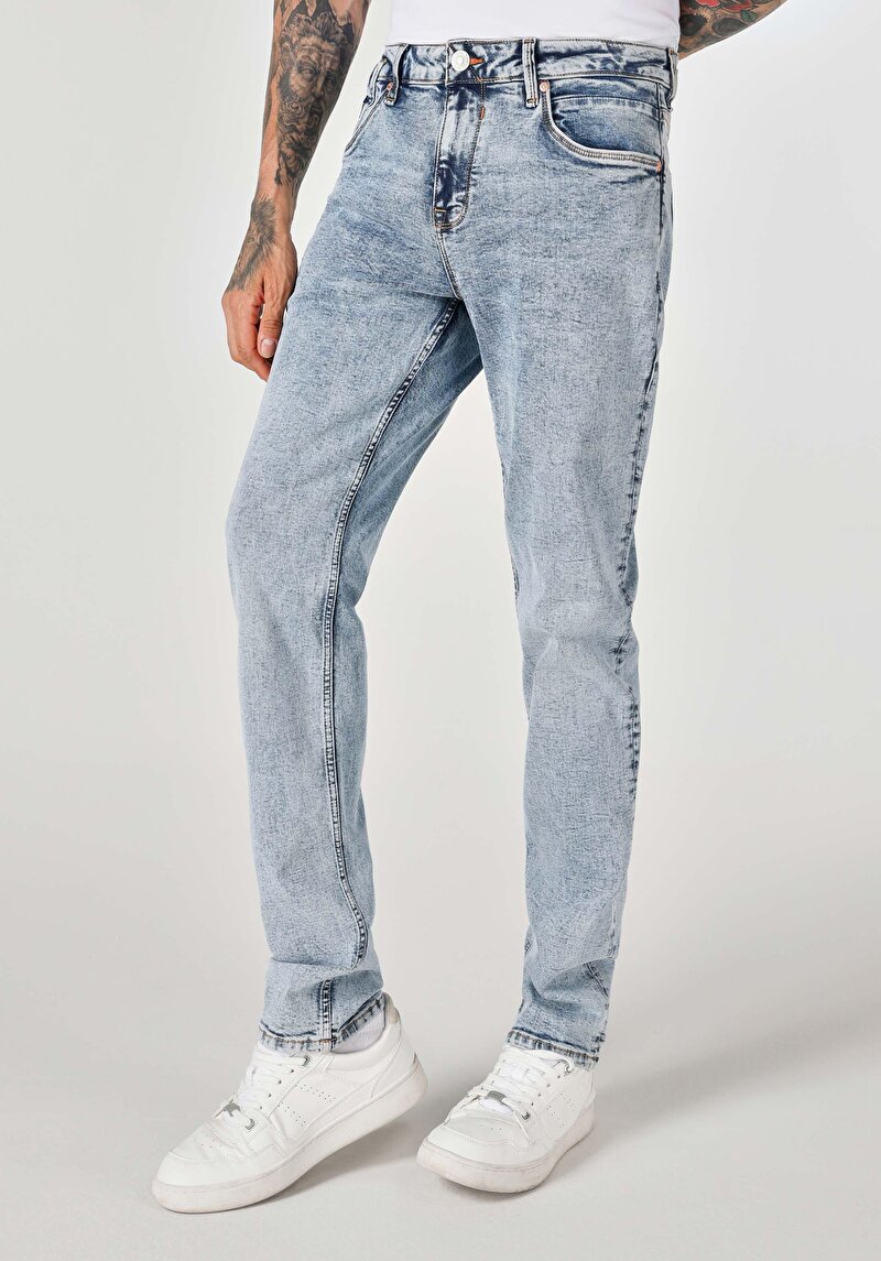 Зображення 044 Karl Джинси Чоловічі Блакитні Прямого Крою Cl1064369