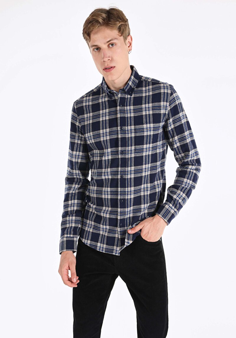 Зображення Сорочка З Довгим Рукавом Чоловіча Синя Cl1065940