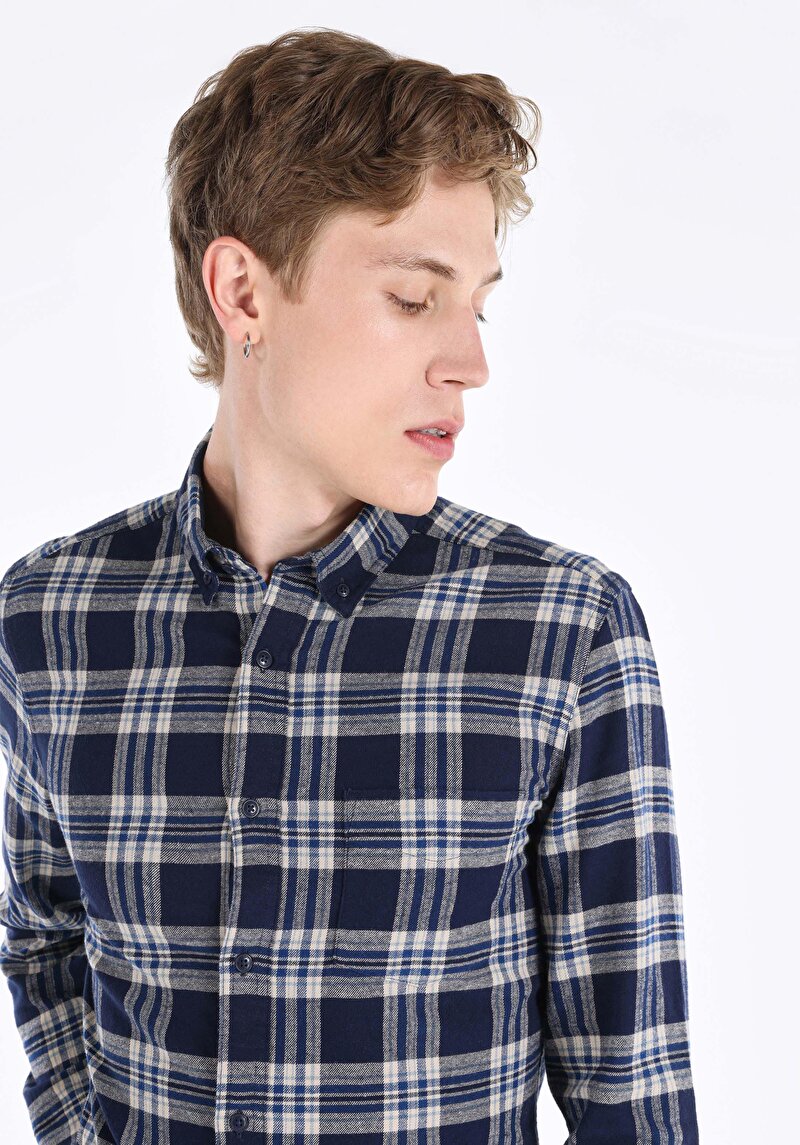 Показати інформацію про Сорочка З Довгим Рукавом Чоловіча Синя  Cl1065940