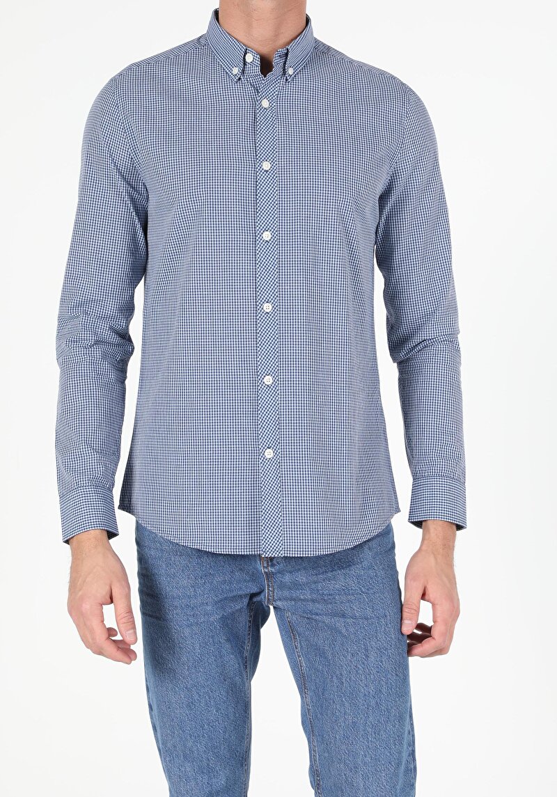 Показати інформацію про Сорочка З Довгим Рукавом Чоловіча Блакитна  Cl1048578