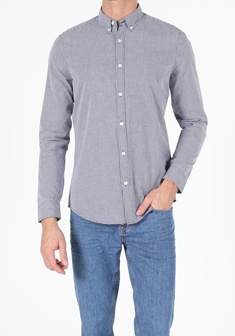 Показати інформацію про Сорочка З Довгим Рукавом Чоловіча Синя  Cl1048578