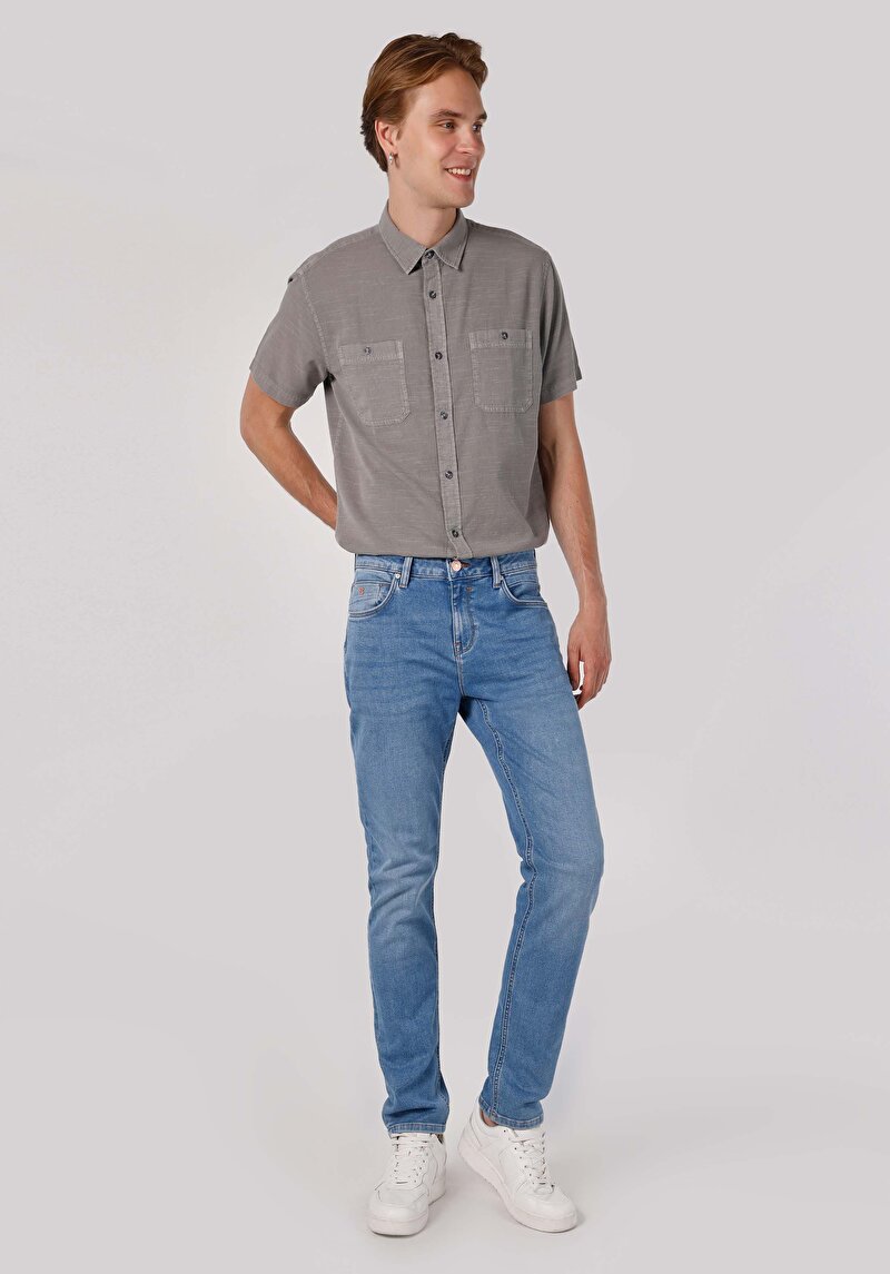 Зображення 044 Karl Джинси Чоловічі Блакитні Прямого Крою Cl1064371