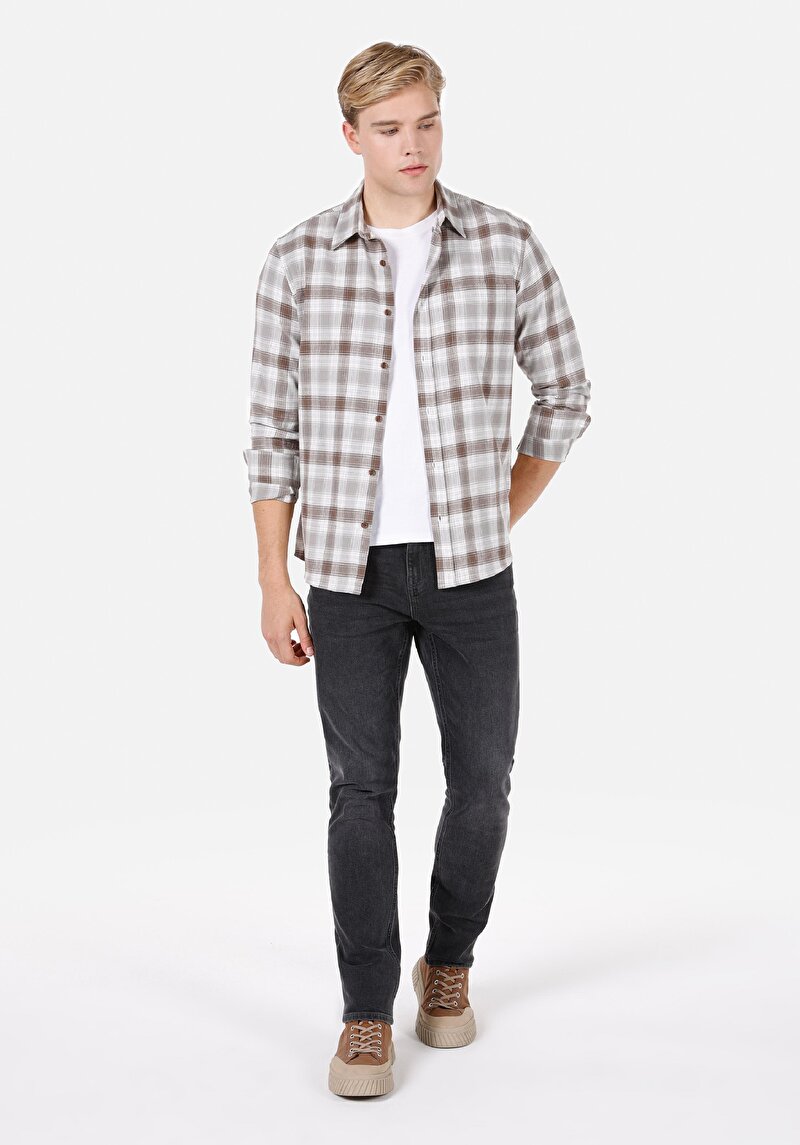 Показати інформацію про Сорочка З Довгим Рукавом Чоловіча Коричнева  Cl1072091