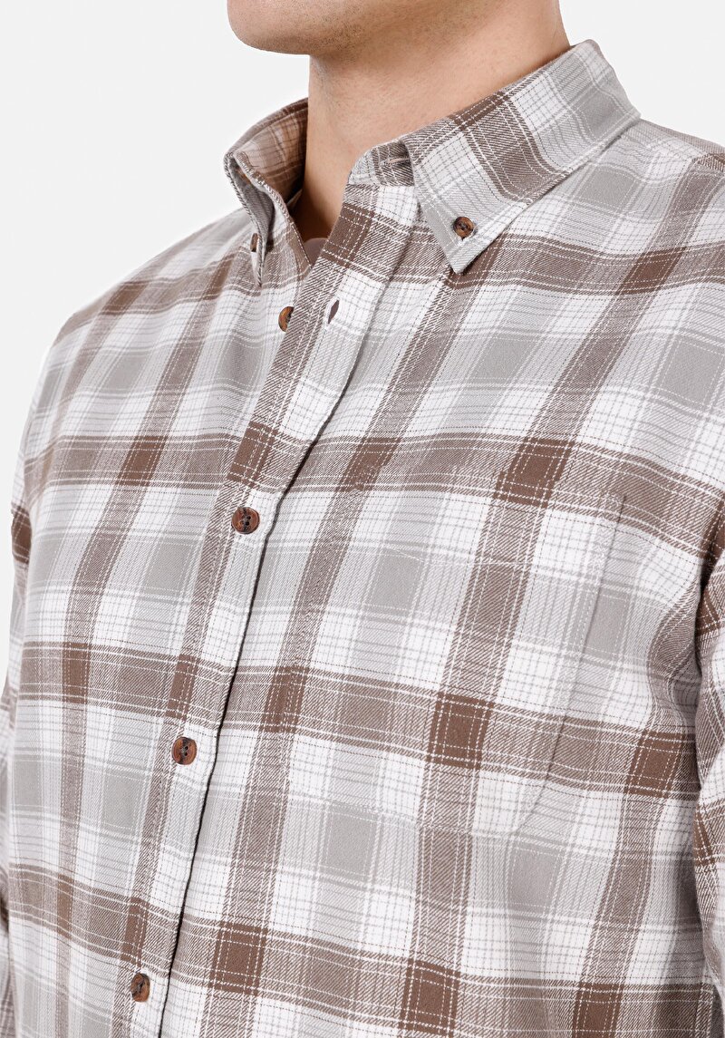 Показати інформацію про Сорочка З Довгим Рукавом Чоловіча Коричнева  Cl1072091