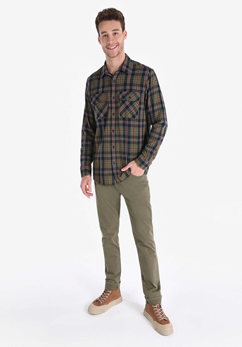 Показати інформацію про Сорочка З Довгим Рукавом Чоловіча Зелена  Cl1065945