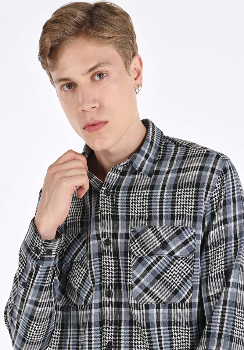 Показати інформацію про Сорочка З Довгим Рукавом Чоловіча Блакитна  Cl1065946