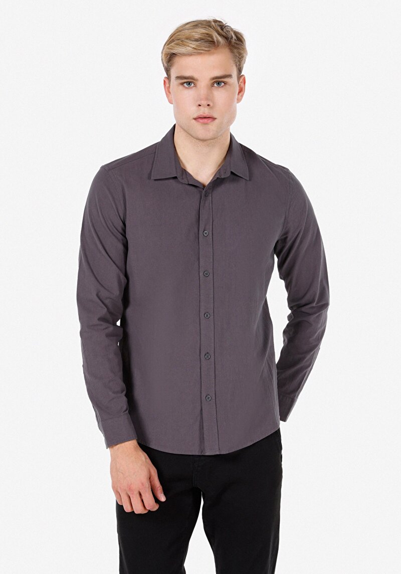 Зображення Сорочка З Довгим Рукавом Чоловіча Сіра Cl1072097