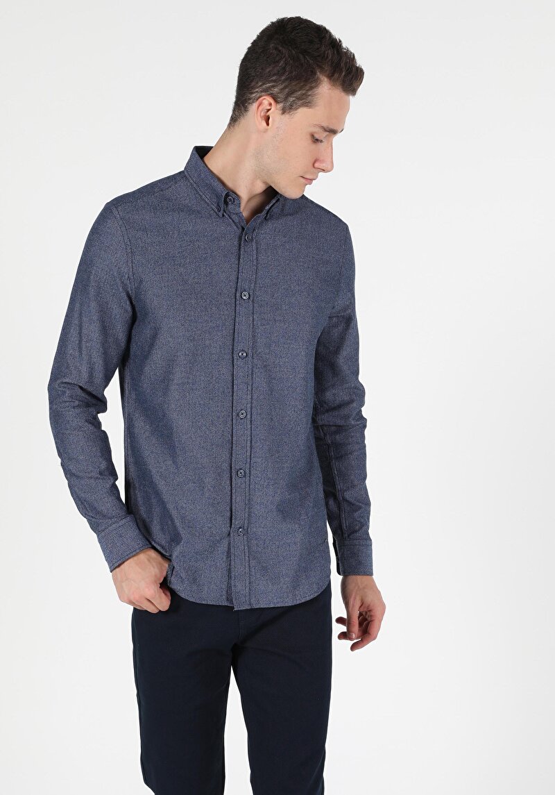 Зображення Сорочка З Довгим Рукавом Чоловіча Синя  Cl1050217