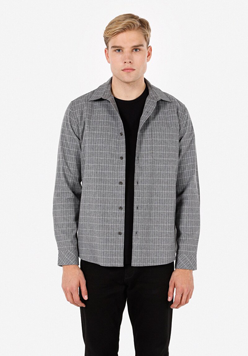 Зображення Сорочка З Довгим Рукавом Чоловіча Сіра  Cl1072113