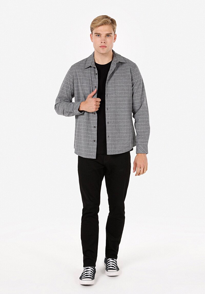 Показати інформацію про Сорочка З Довгим Рукавом Чоловіча Сіра  Cl1072113