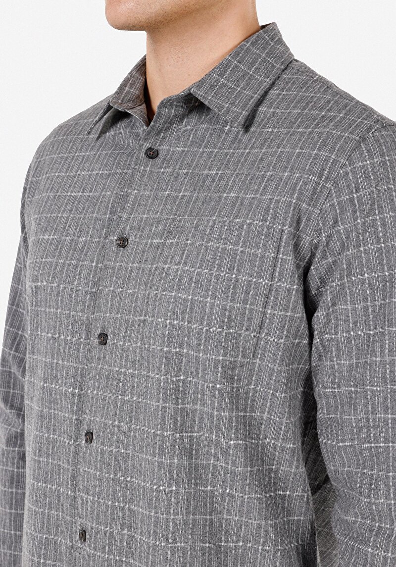 Показати інформацію про Сорочка З Довгим Рукавом Чоловіча Сіра  Cl1072113