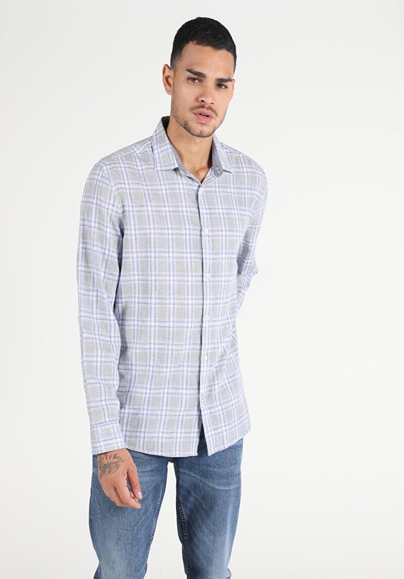 Показати інформацію про Сорочка З Довгим Рукавом Чоловіча Сіра  Cl1050717