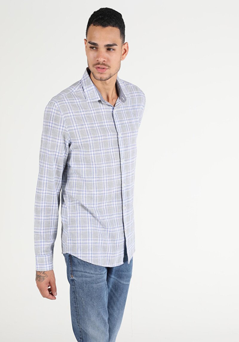 Показати інформацію про Сорочка З Довгим Рукавом Чоловіча Сіра  Cl1050717