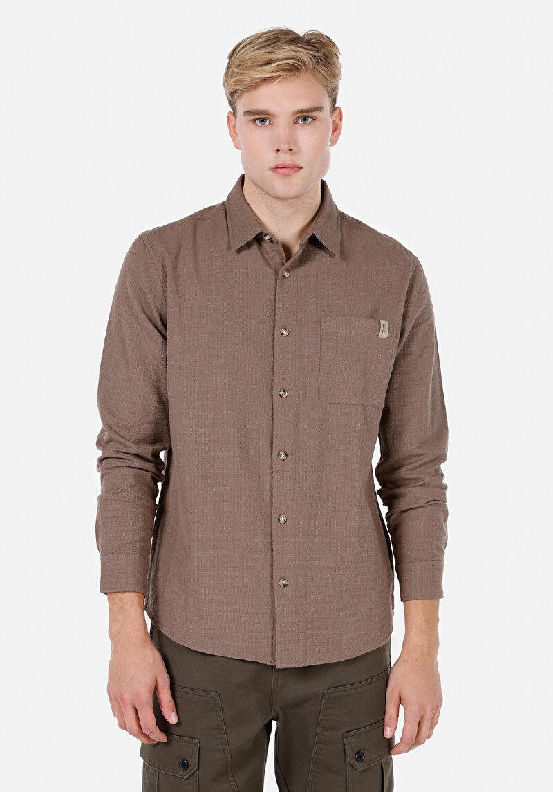 Зображення Сорочка З Довгим Рукавом Чоловіча Бежева  Cl1072116