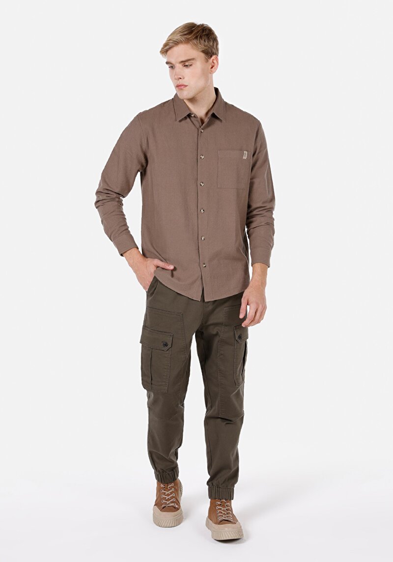 Показати інформацію про Сорочка З Довгим Рукавом Чоловіча Бежева  Cl1072116