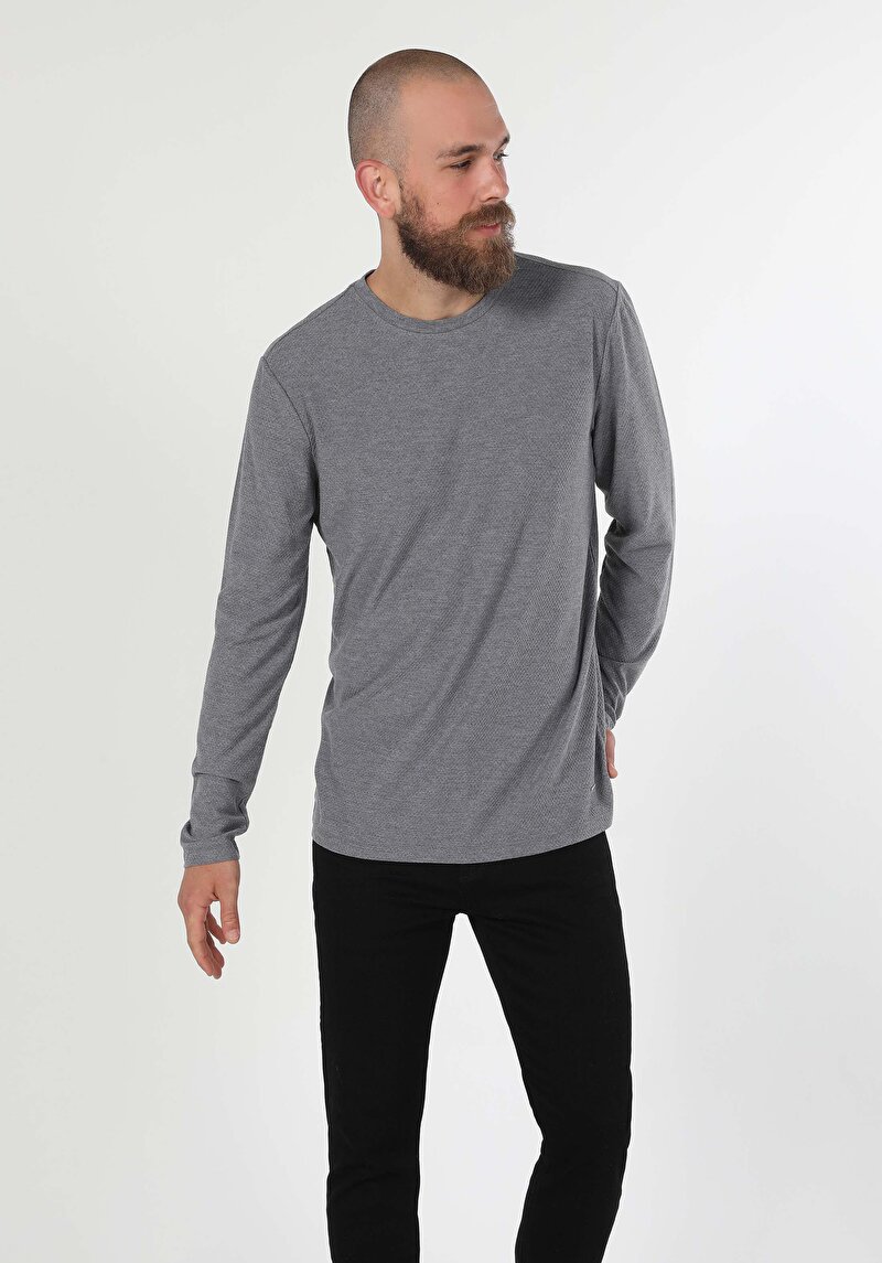 Зображення Футболка З Довгим Рукавом Чоловіча Сіра  Cl1051143
