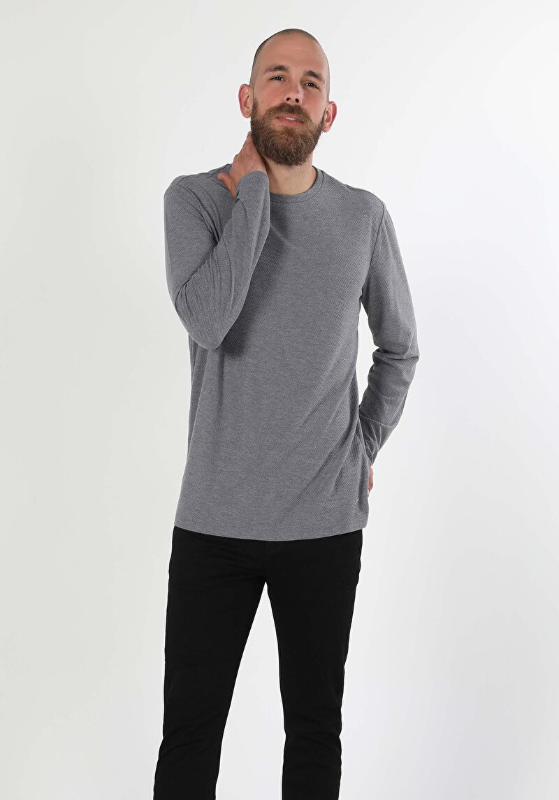 Показати інформацію про Футболка З Довгим Рукавом Чоловіча Сіра  Cl1051143