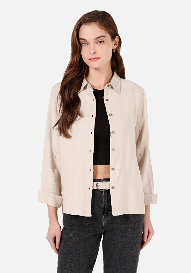 Зображення Сорочка З Довгим Рукавом Жіноча Бежева  Cl1072138