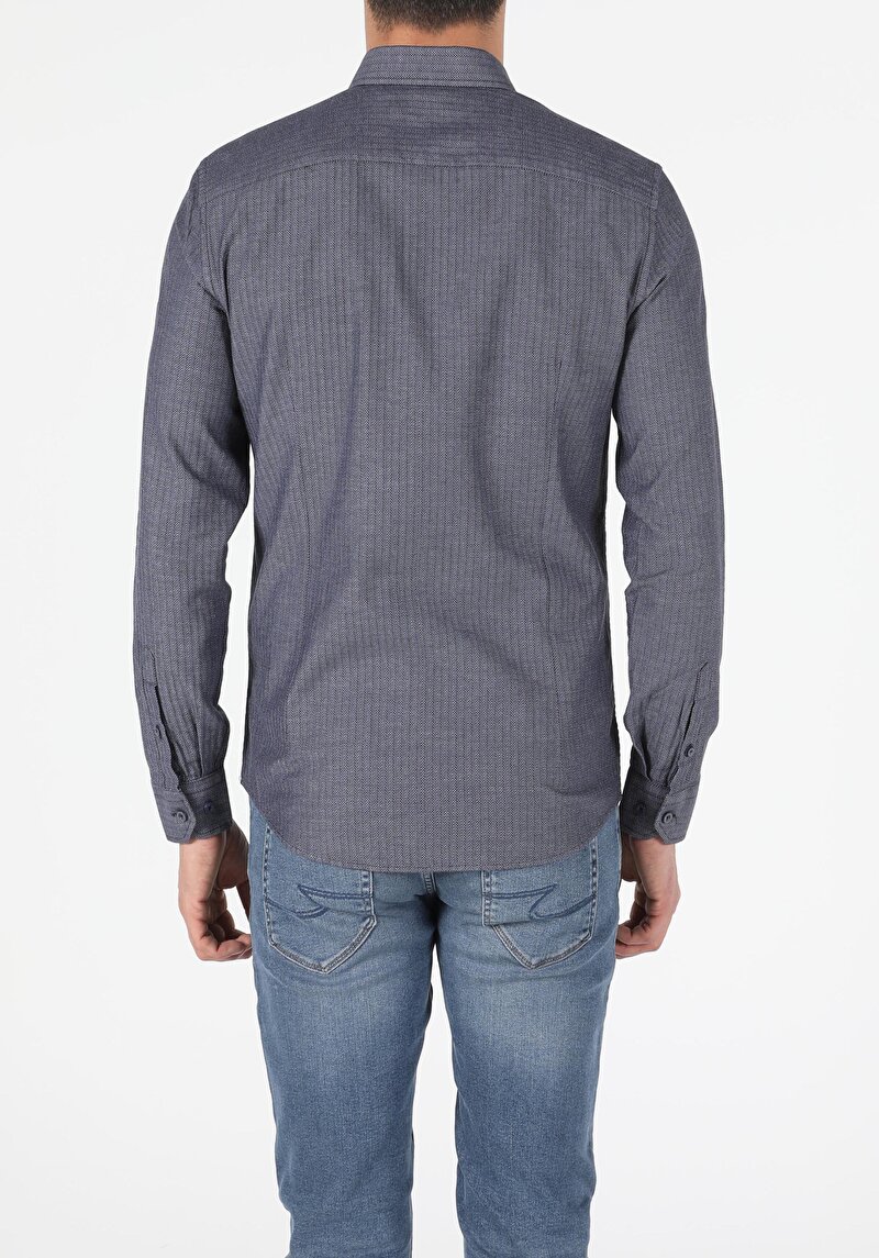 Показати інформацію про Сорочка З Довгим Рукавом Чоловіча Синя  Cl1052323