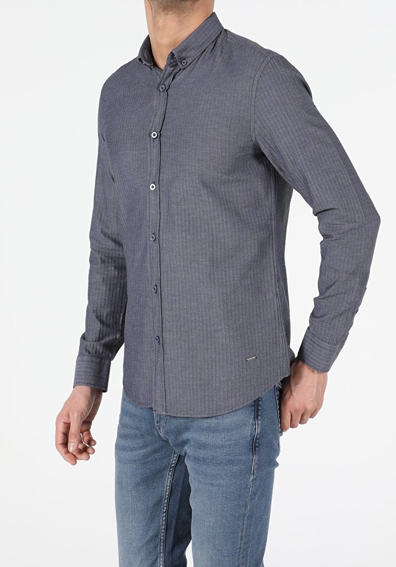 Показати інформацію про Сорочка З Довгим Рукавом Чоловіча Синя  Cl1052323