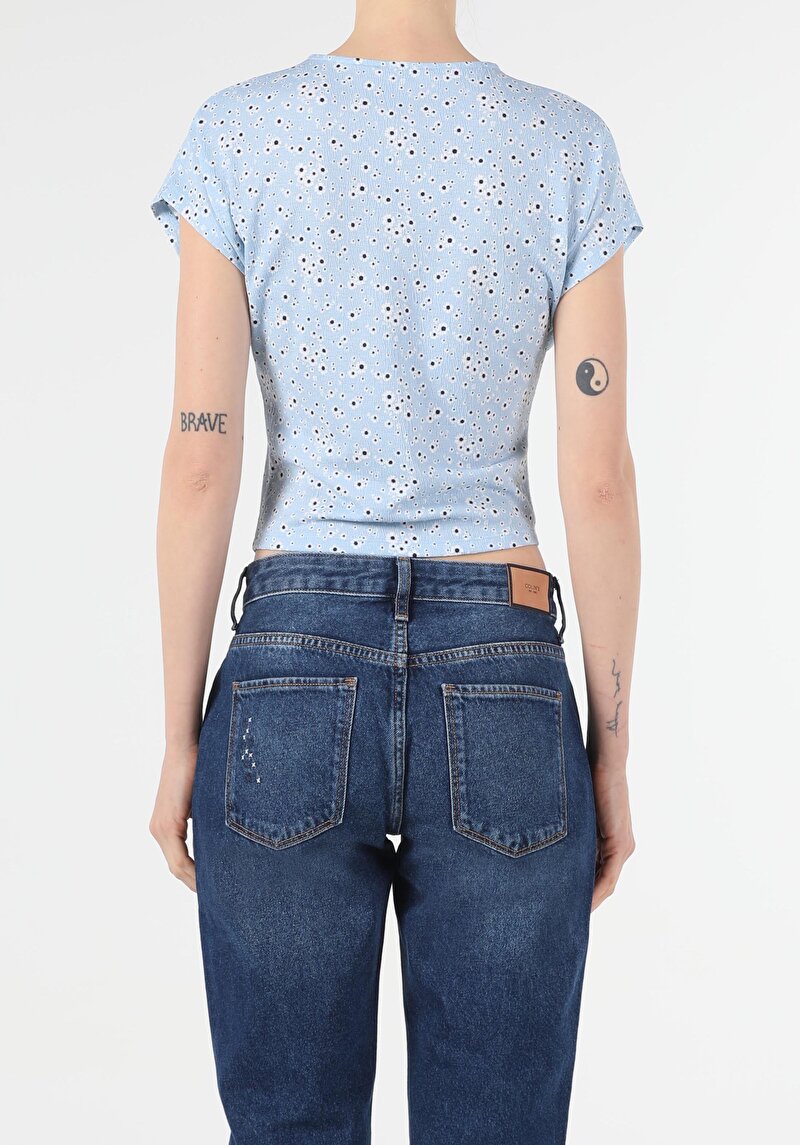 Показати інформацію про Футболка З Коротким Рукавом Жіноча Блакитна  Cl1054057