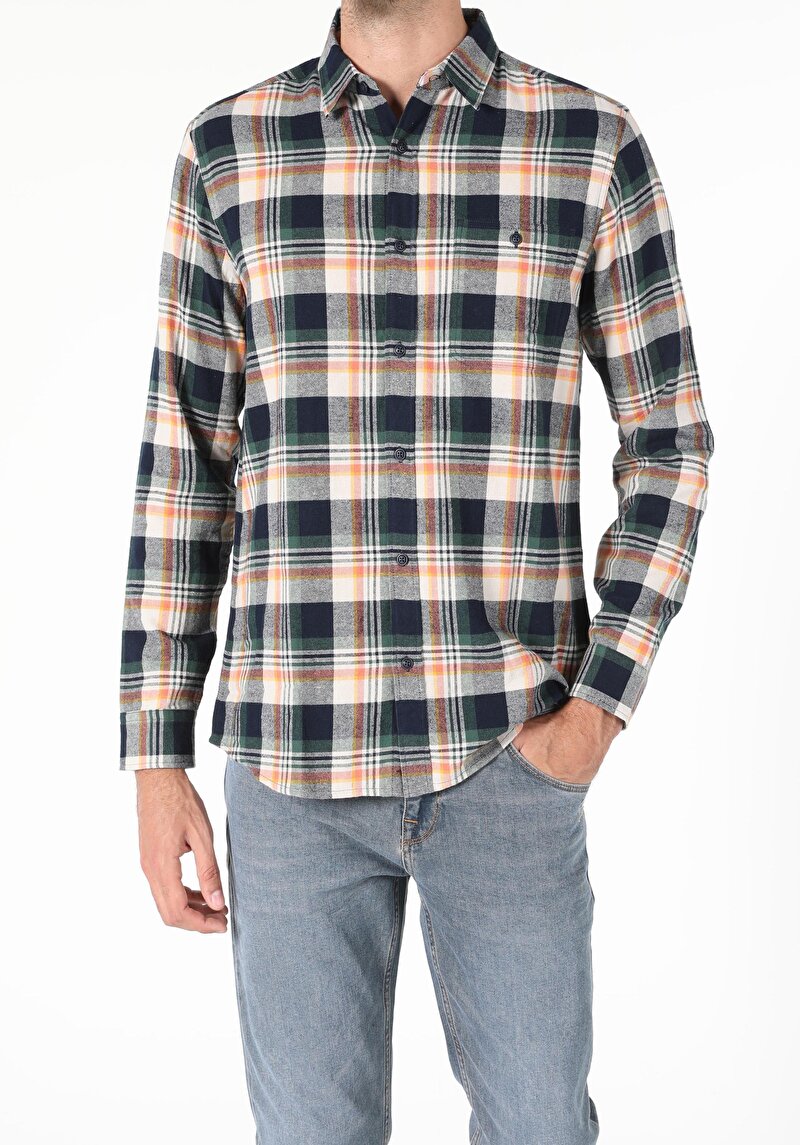 Зображення Сорочка З Довгим Рукавом Чоловіча Зелена  Cl1055594