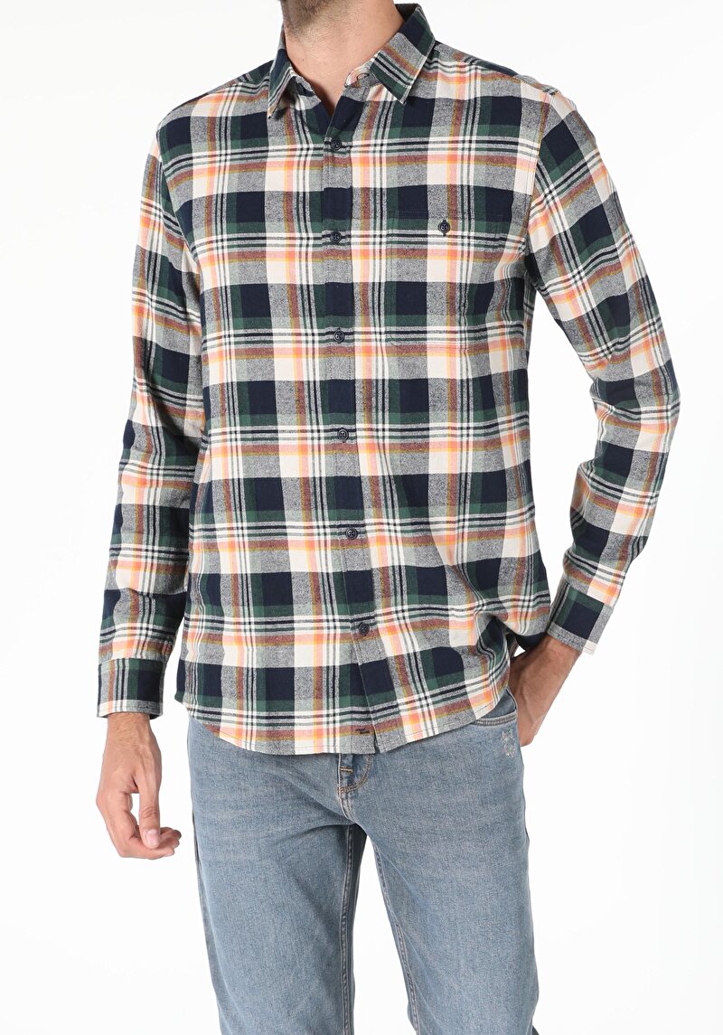 Показати інформацію про Сорочка З Довгим Рукавом Чоловіча Зелена  Cl1055594