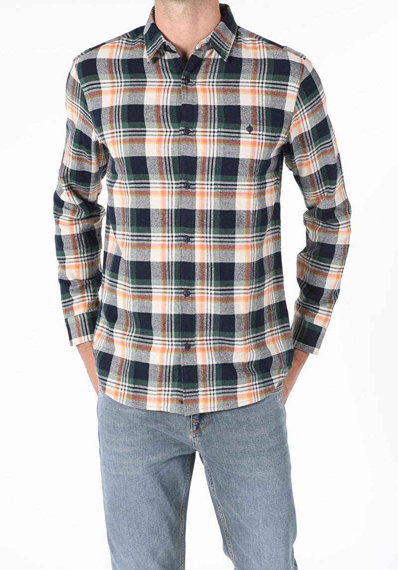 Показати інформацію про Сорочка З Довгим Рукавом Чоловіча Зелена  Cl1055594