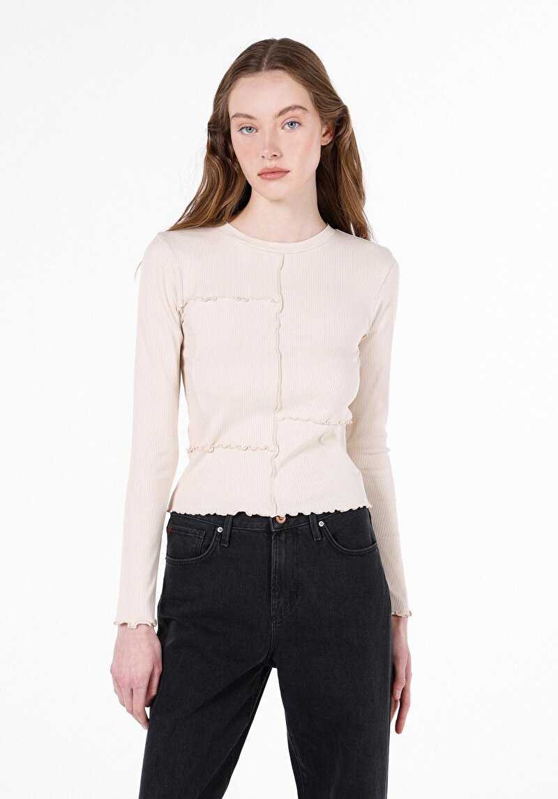 Показати інформацію про Блуза З Довгим Рукавом Жіноча Бежева  Cl1072236