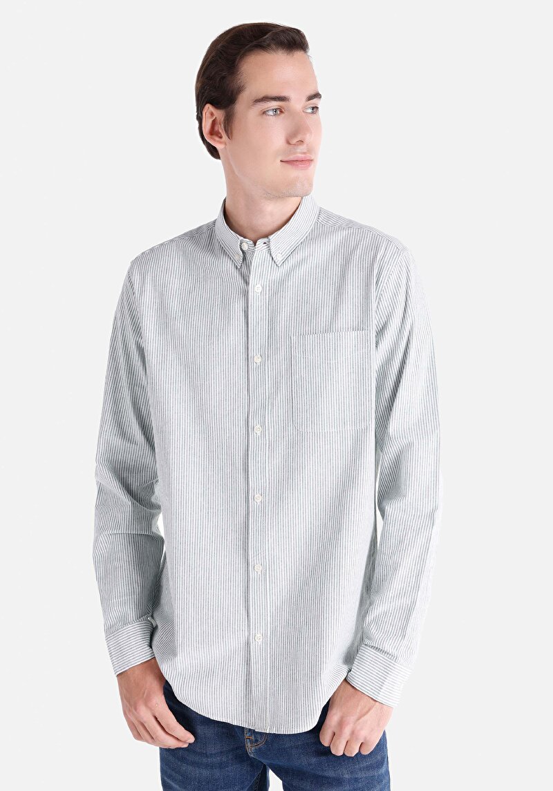 Зображення Сорочка З Довгим Рукавом Чоловіча Зелена  Cl1064631