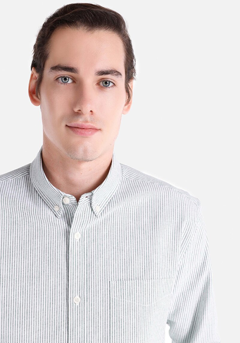 Показати інформацію про Сорочка З Довгим Рукавом Чоловіча Зелена  Cl1064631