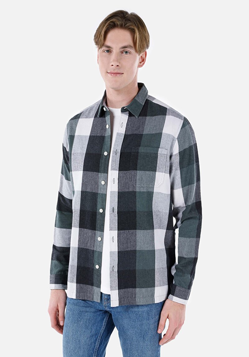 Показати інформацію про Сорочка З Довгим Рукавом Чоловіча Зелена  Cl1064635