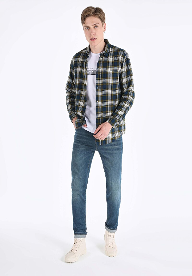 Показати інформацію про Сорочка З Довгим Рукавом Чоловіча Синя  Cl1064664