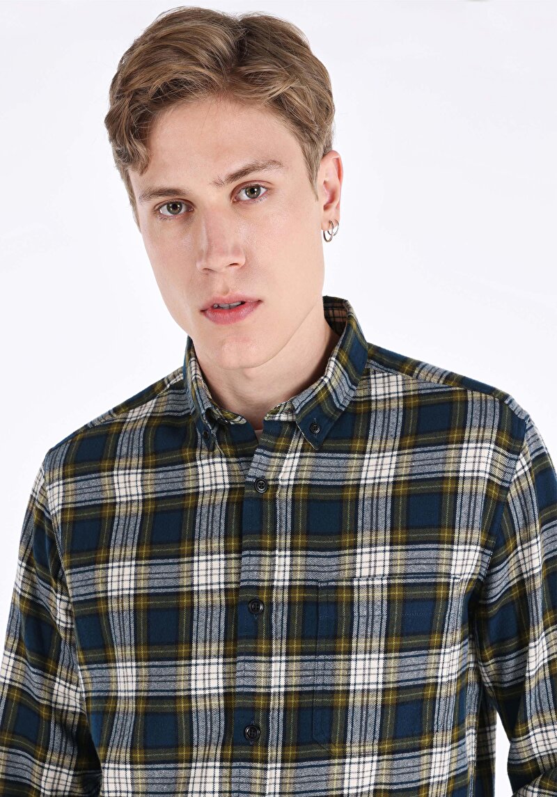 Показати інформацію про Сорочка З Довгим Рукавом Чоловіча Синя  Cl1064664