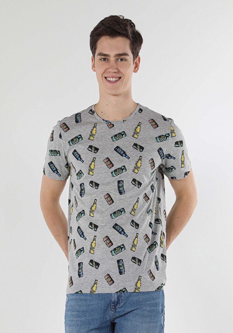 Показати інформацію про Футболка З Коротким Рукавом Чоловіча Сіра  Cl1057533