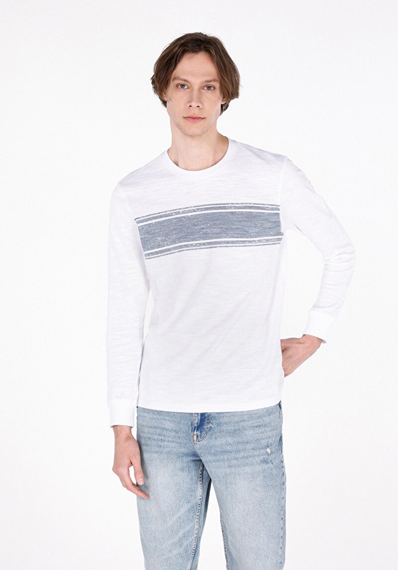 Зображення Футболка З Довгим Рукавом Чоловіча Біла  Cl1072327