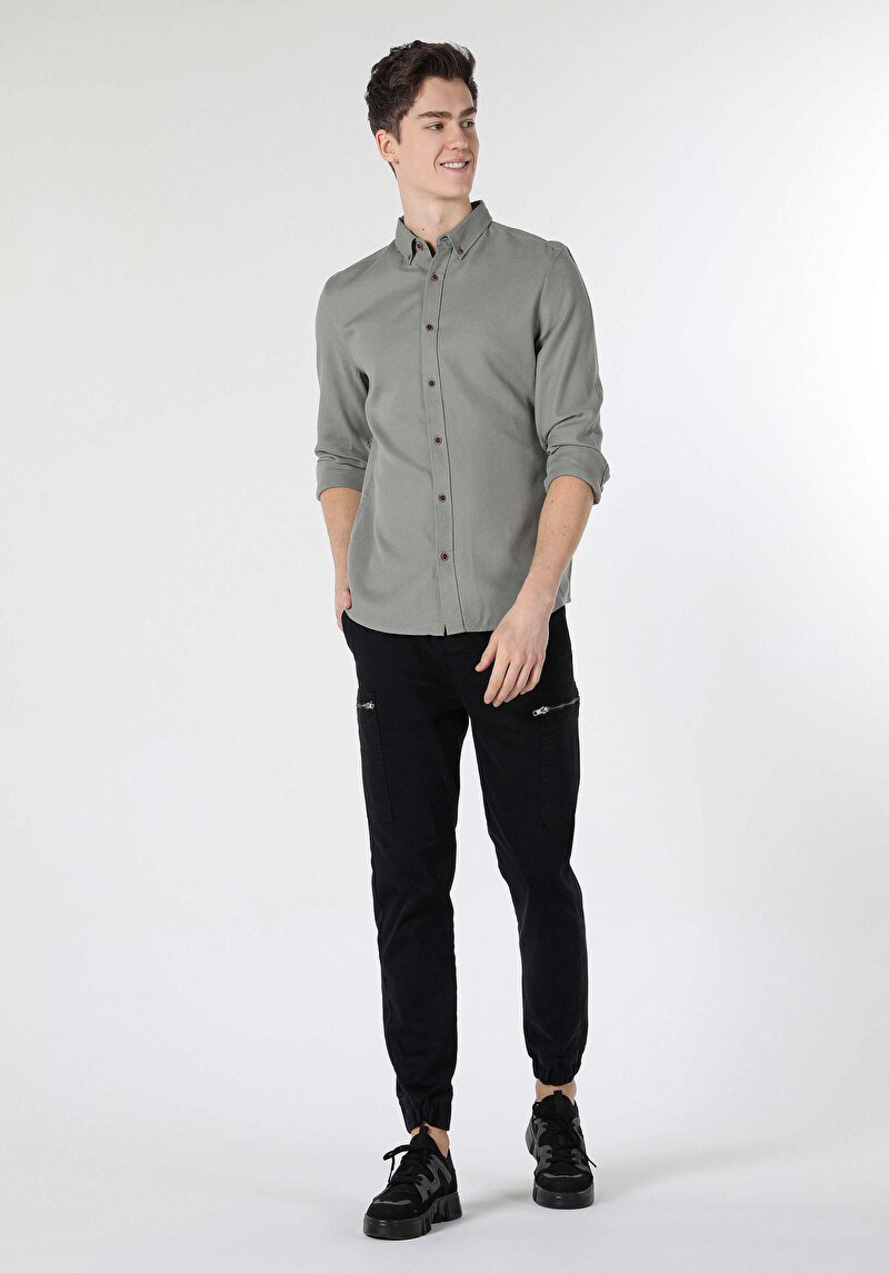 Зображення Сорочка З Довгим Рукавом Чоловіча Зелена  Cl1058249