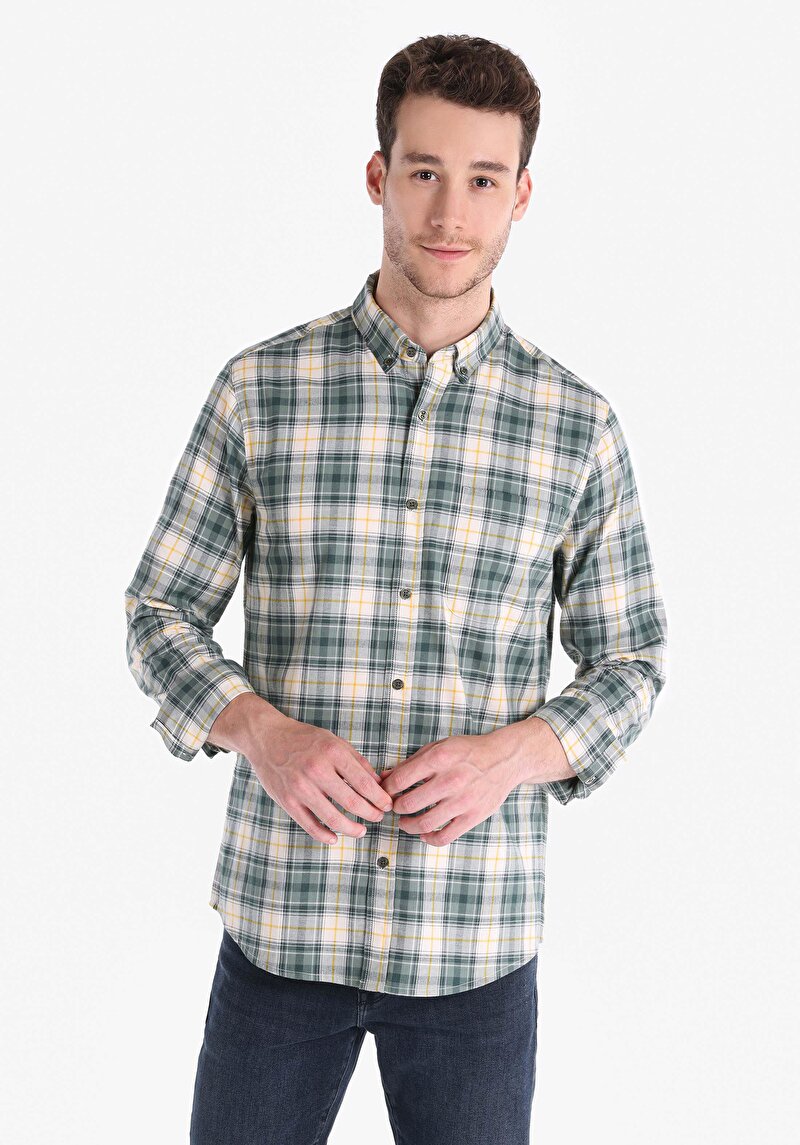 Зображення Сорочка З Довгим Рукавом Чоловіча Зелена  Cl1064819